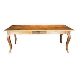 19th Century French Louis XV Walnut Farmhouse Table With Single Drawer For Sale