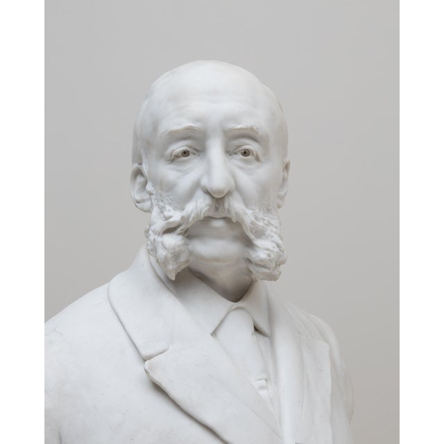 Off-white 1900s French Bisque Porcelain Bust of Man For Sale - Image 8 of 18