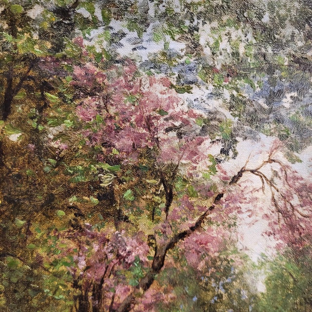 Forest Green Manuel Ramos Artal, Garden Scene, Late 1800s, Oil on Canvas, Framed For Sale - Image 8 of 18