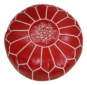 Moroccan Leather Pouf – Handmade Genuine Leather Ottoman, Boho Footstool, Unstuffed Floor Cushion, Artisan Home Décor Accent