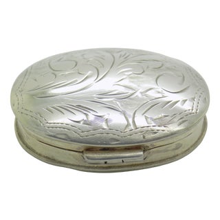 Vintage Italian Sterling Silver 925 Chiseled Oval Trinket Box by Gardenia Preziosi, 1980s For Sale