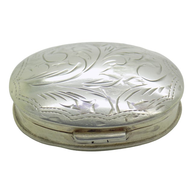 Vintage Italian Sterling Silver 925 Chiseled Oval Trinket Box by Gardenia Preziosi, 1980s For Sale