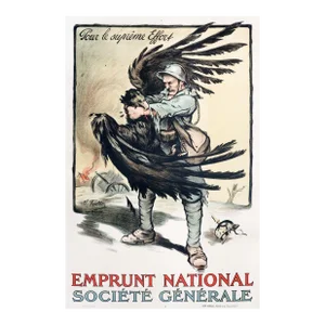 1918 Original French Wwi War Poster, Pour Le Supreme Effort