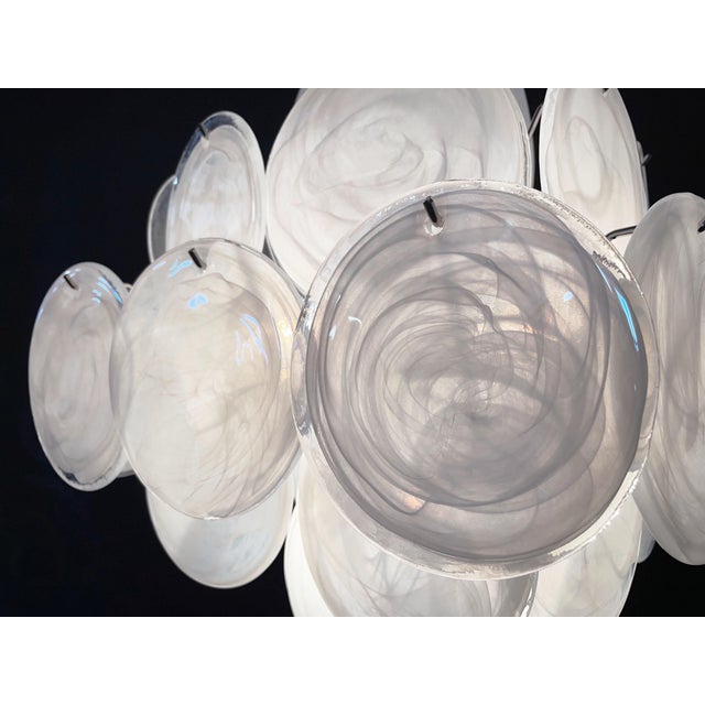 Vintage Italian Murano Chandelier with 36 White Disks, 1990s For Sale - Image 13 of 17