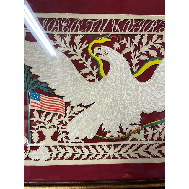 1940s Vintage Paper Cut American Eagle Allen Saalburg Print, Framed For Sale - Image 4 of 7