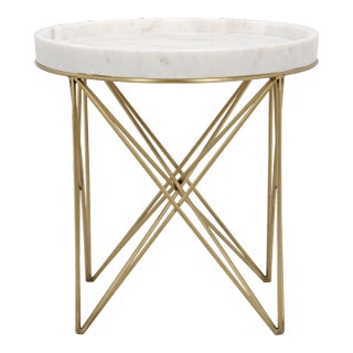 NOIR Prisma Side Table in Metal and Quartz For Sale