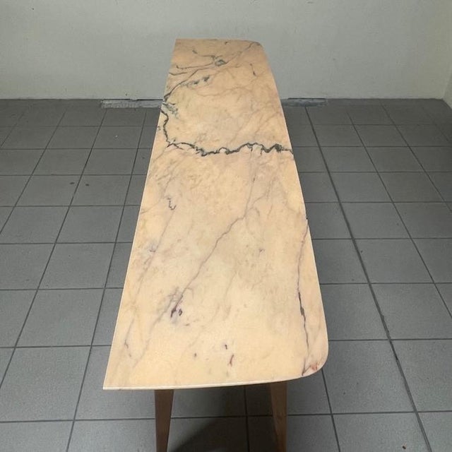 Console Table in Cherry Wood with Pink Marble Top, 1950s For Sale - Image 15 of 18