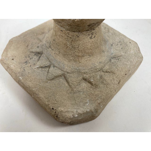 Tribal Group of Three Primitive Style Cast Stone Candle Lamps For Sale - Image 3 of 12