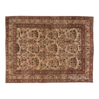 Mid-20th Century Persian Tabriz Beige, Purple Handwoven Wool Rug For Sale