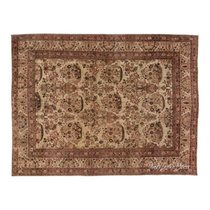 Mid-20th Century Persian Tabriz Beige, Purple Handwoven Wool Rug