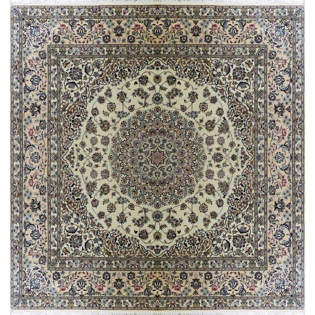 Hand-Knotted Middle Eastern Nain Rug in Virgin Wool & Silk For Sale - Image 3 of 3