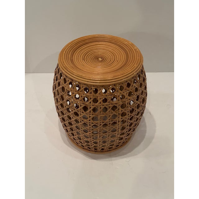 Contemporary Rattan & Caned Garden Seat Side Table For Sale - Image 3 of 6