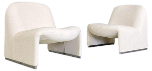 Italian Modern Teddy Fabric Alky Armchairs attributed to G. Piretti, Anonima Castelli, 1970s, Set of 2