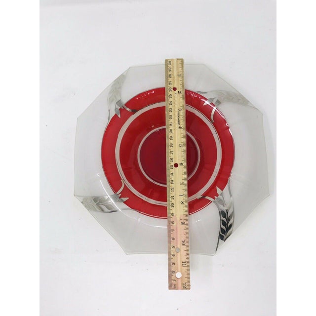 Glass 1920s Art Deco Red White Silver Glass Bowl For Sale - Image 7 of 12
