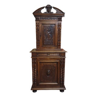 Antique Cabinet in Carved Walnut For Sale