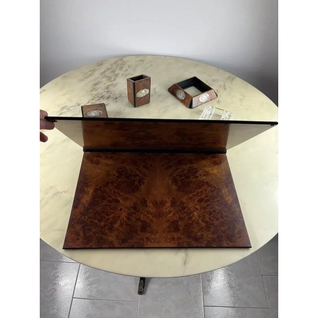 Desk Set in Walnut, Silver and Crystal, Italy, 1980s, Set of 5 For Sale - Image 10 of 11