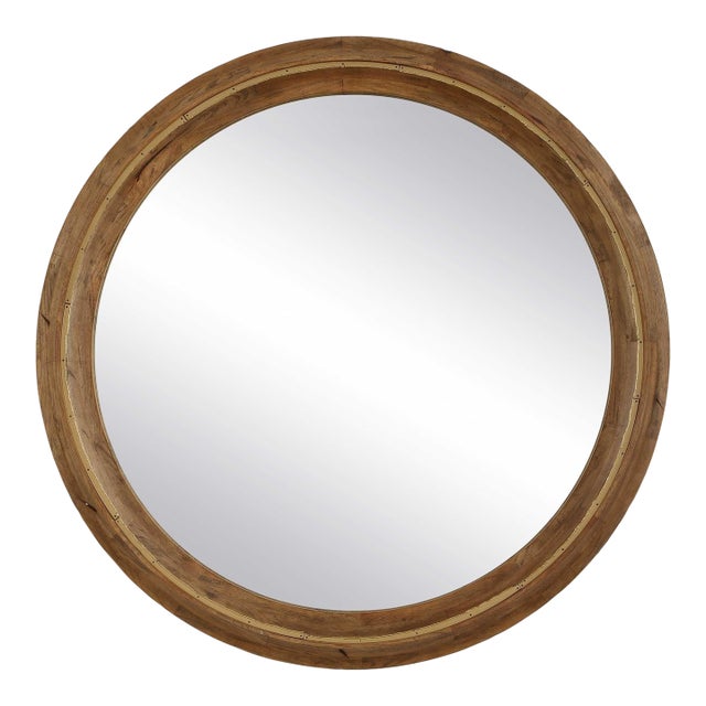 Frontier Round Wood Mirror For Sale