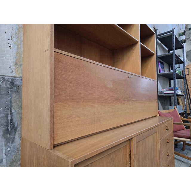 Brown Vintage Cabinet and Secretaire in Light Oak by Hans J. Wegner for Ry Møbler, 1970s For Sale - Image 8 of 18
