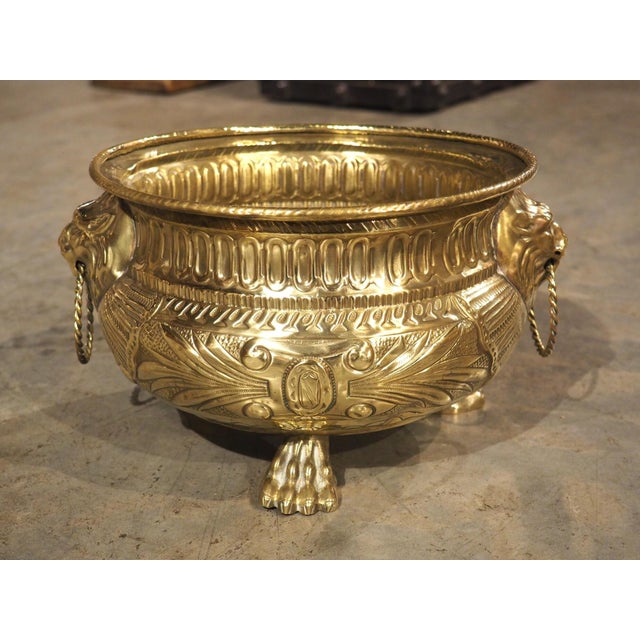 A Polished Circa 1900 French Brass Jardiniere Table Planter For Sale - Image 10 of 14