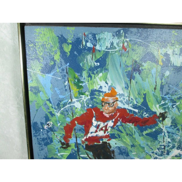 Mid 20th Century 1969 Magnus Engstrom Painting Downhill Skier Mid Century Modern For Sale - Image 5 of 12