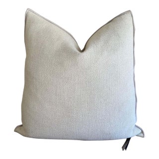 Fromentera French Linen Accent Pillow in Ciment With Down Insert For Sale