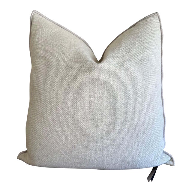 Fromentera French Linen Accent Pillow in Ciment With Down Insert For Sale