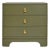 Matthew Izzo Home Fortune Olive Matte Lacquer Three Drawer Side Table With Brass Beetle Knobs For Sale