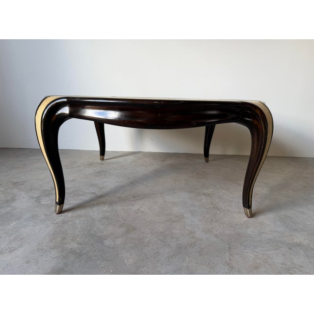 Vintage Art Deco Style Shagreen & Ebony Round Coffee Cocktail Table For Sale - Image 4 of 15