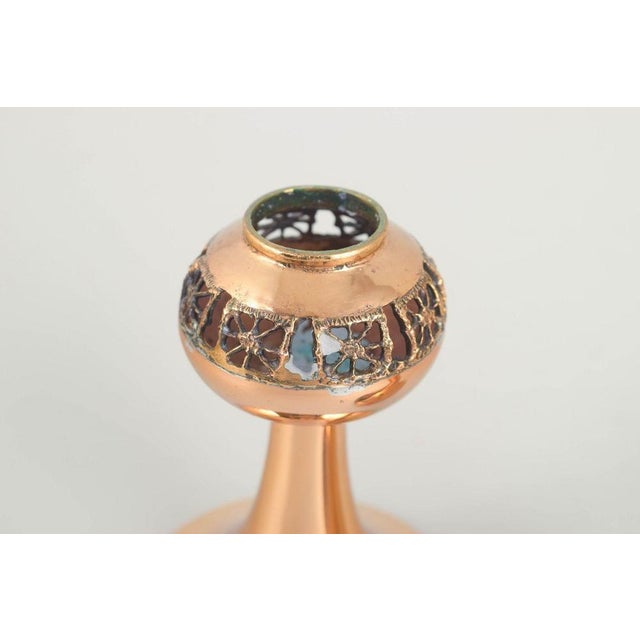 Brass Candlesticks with Enamel Bands by Pentti Sarpaneva, 1960s, Set of 2 For Sale - Image 3 of 5
