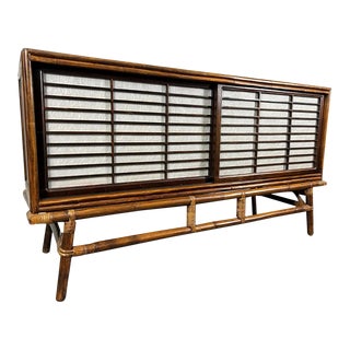 Ficks Reed Rattan & Oak Credenza For Sale