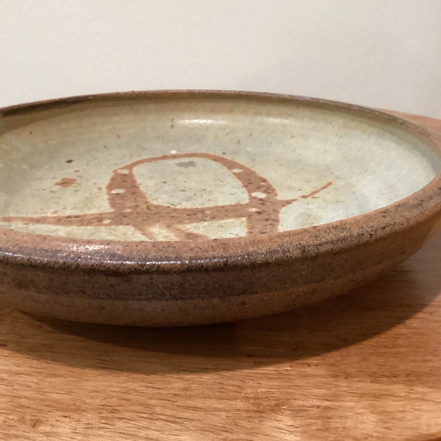 Early 20th Century Early 20th Century Hand Crafted Stoneware Shino Style Pottery Shallow Bowl For Sale - Image 5 of 13