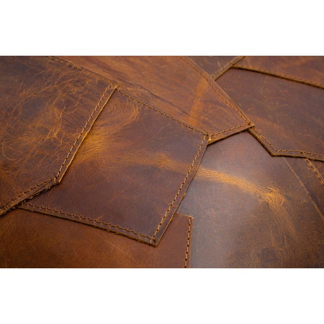 Canvello Genuine Cowhide Leather Decorative Throw Pillow With Feather Down Insert Included For Sale - Image 4 of 7