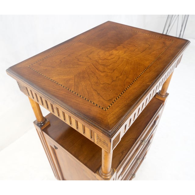 Wood 1970s Drexel Light American Walnut Inlayed Top Console Entry Stand Side Table Dresser For Sale - Image 7 of 12