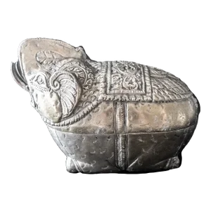 Antique 1900s Cambodian Silver Betel Box Khmer Elephant Repousse