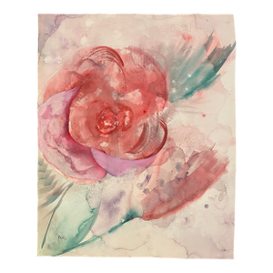 1980s Floral Abstract Watercolor by Randy Ballano