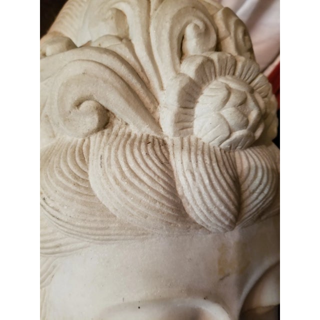 19th Century Antique Chinese Female Marble Bust with Black Wooden Pedestal For Sale - Image 5 of 12