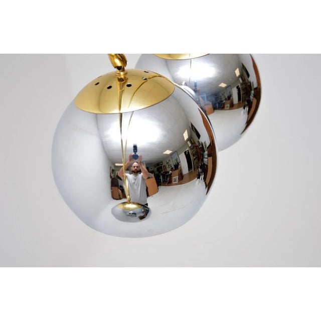 Silver Vintage Italian Brass and Chrome Arc Floor Lamp, 1970s For Sale - Image 8 of 9