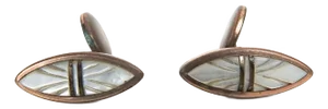 Antique Gold Fill Mother of Pearl Carved Cufflinks