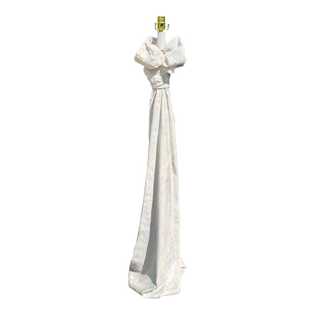 Vintage John Dickinson Style Postmodern Draped Plaster Floor Lamp For Sale