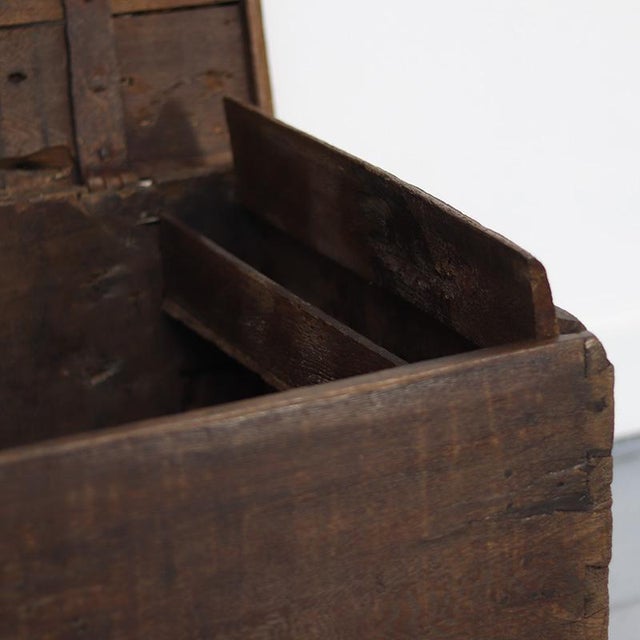 Brown Weathered Antique Rustic Oak 18th Century Chest For Sale - Image 8 of 14