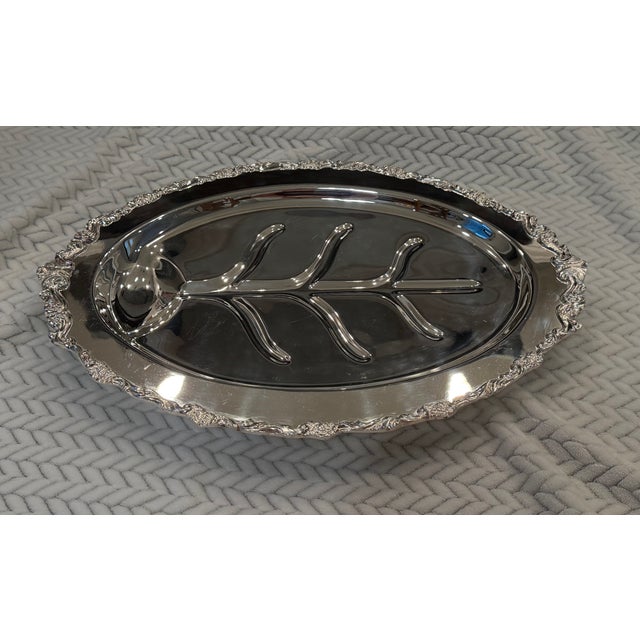 Vintage Ornate Silverplate Footed Tree & Well Carving Platter For Sale - Image 11 of 16