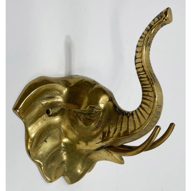 Mid 20th Century Vintage Brass Elephant Wall Hook For Sale - Image 5 of 5