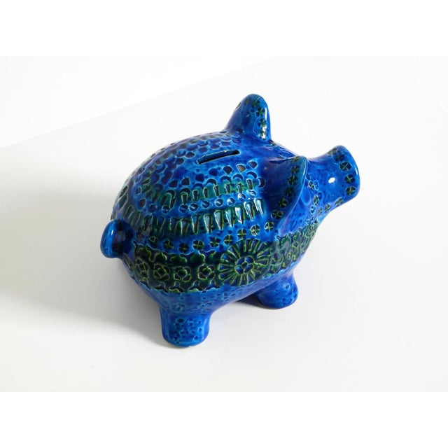 Large Rimini Blu Ceramic Pig Money Box by Aldo Londi for Bitossi Italy, 1960s For Sale - Image 9 of 18