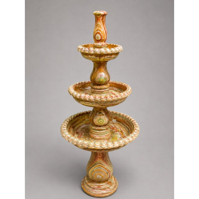 Rare Multi-Color Onyx Marble 3-Tier Water Fountain – 55" Tall | Luxury Garden Fountain by Zarva Stone For Sale In New York - Image 6 of 8
