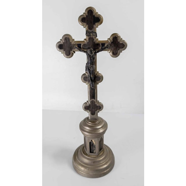 We are selling this 19/20th Century Continental European Gothic Revival Crucifix. This piece appears to be nickel plated...
