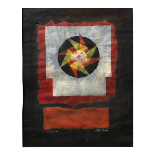 Rita LeffCARNIVAL Bright Colorful Modernist Mixed Media Abstract Composition For Sale