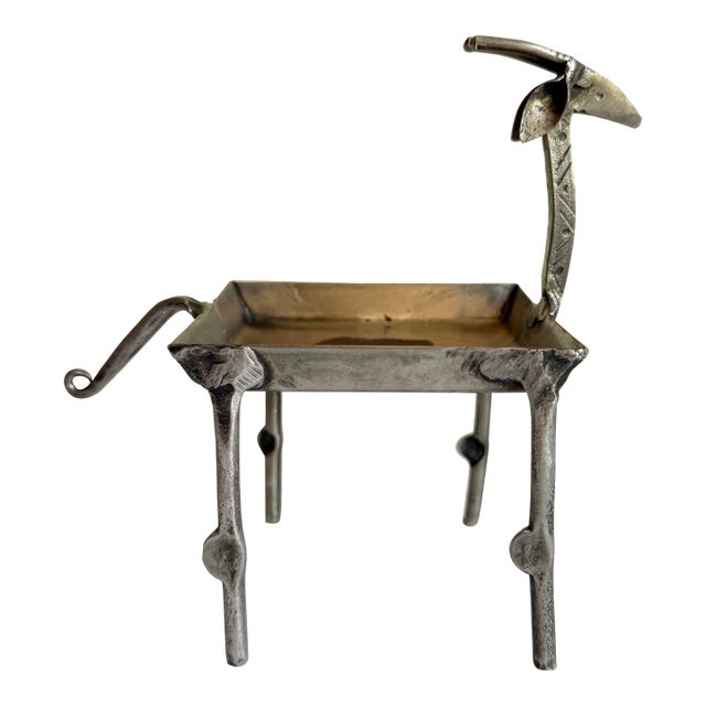 Vintage Folk Art Metal Gazelle Dish Catchall For Sale