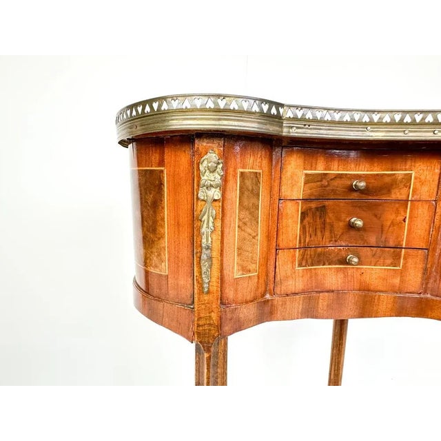 Vintage Kidney-Shaped Side Table with Brass Details For Sale - Image 11 of 14