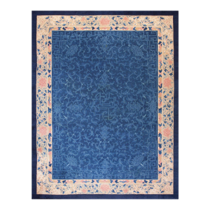Impressive Blue & Delicate Tone-on-Tone Allover-Floral Design Antique Chinese Peking Rug