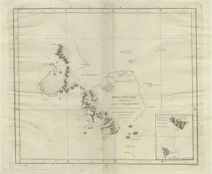 Antique Map of Kerguelen's Island Coast in the Indian Ocean attributed to Cook, 1785